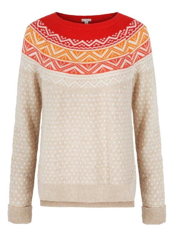 GAP-RED-BEIGE-FAIRISLE-PULLOVER